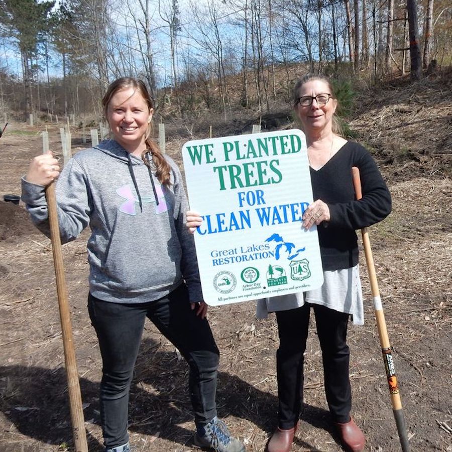 Great Lakes Restoration Initiative school forest tree planting project